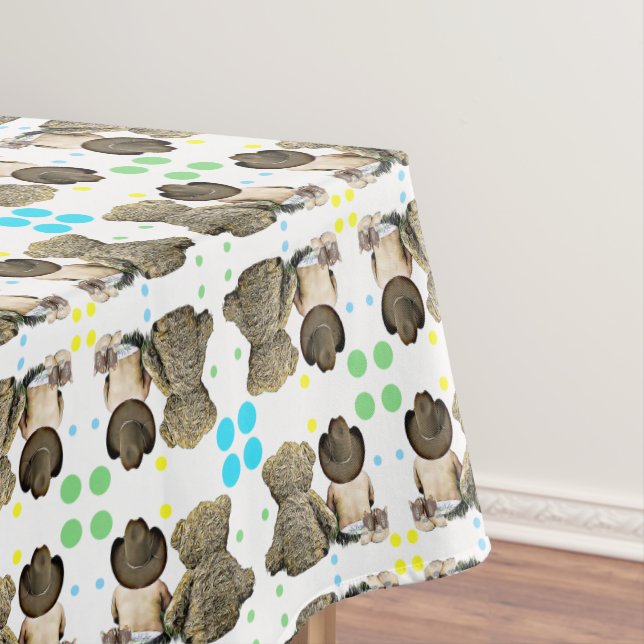 Nappe Petit bébé cowboy et ours en peluche (In Situ)