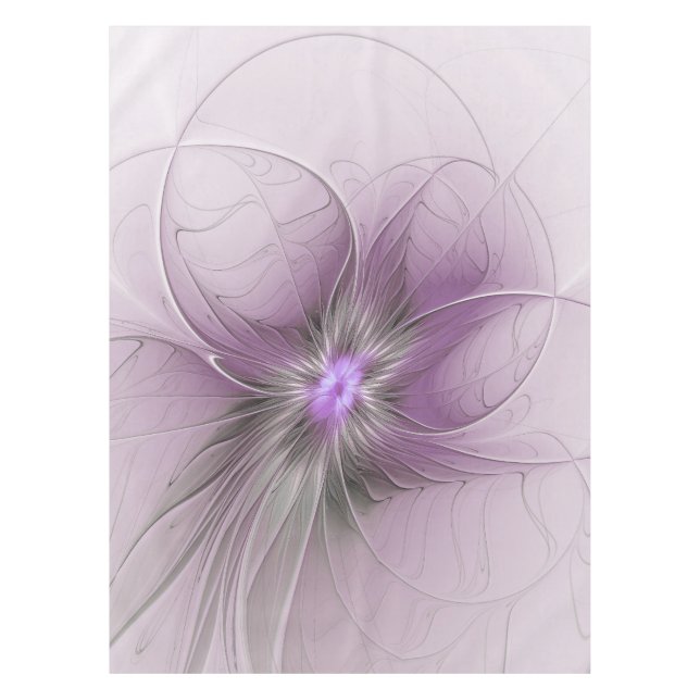 Nappe Petite Beauté Moderne Mauve Grey Fractal Art Flowe (Devant)
