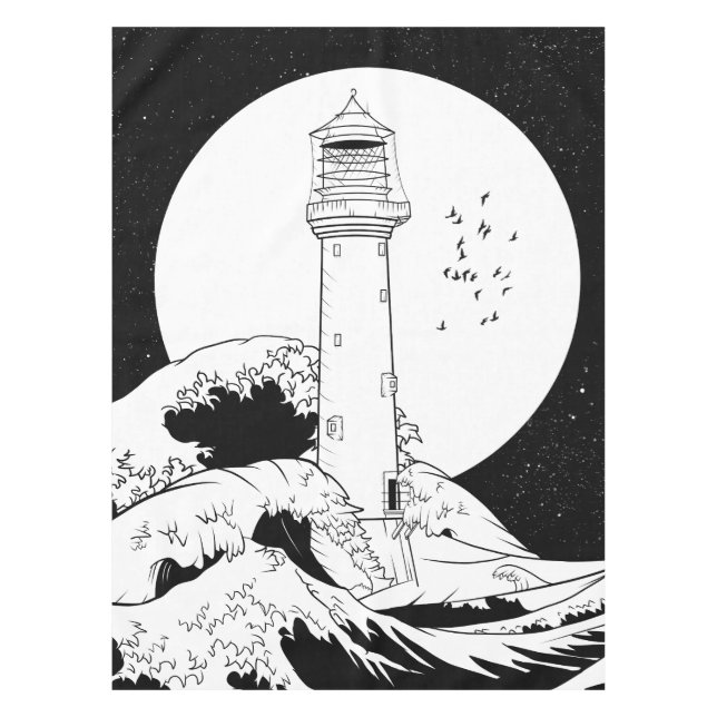 Nappe Phare de Bell Rock noir et blanc (Devant)