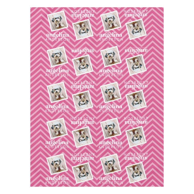 Nappe Photo de Chevron Motif et Nom personnalisé (Devant)
