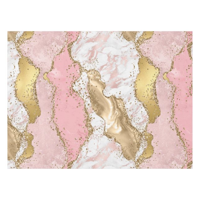 Nappe Pierre rose et blanche avec agate à paillettes dor (Devant (Horizontal))