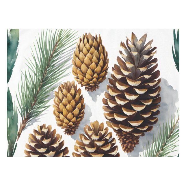 Nappe Pine Cones Aquarelle Art botanique (Devant (Horizontal))