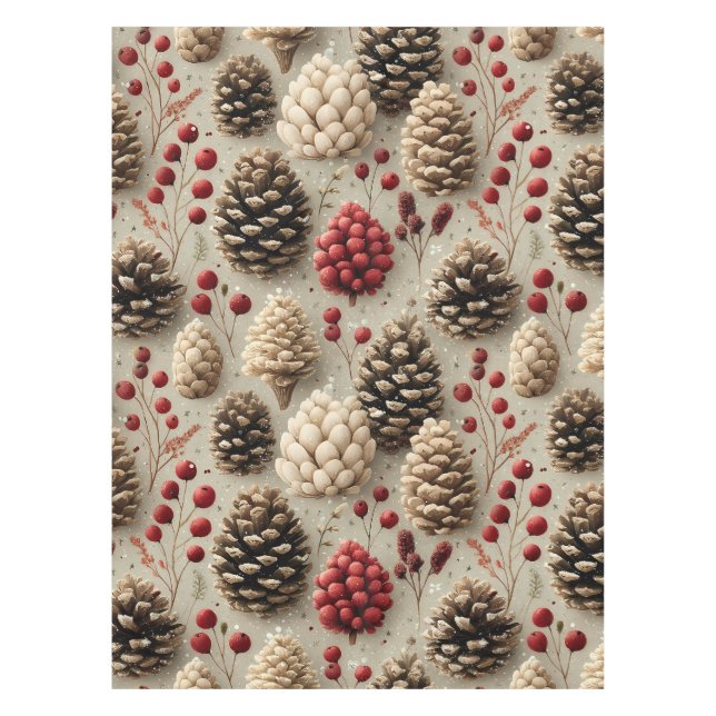 Nappe Pinecones d'hiver et baies rouges (Devant)