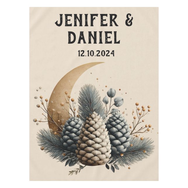 Nappe Pinecones et Crescent Lune Amour hivernal (Devant)