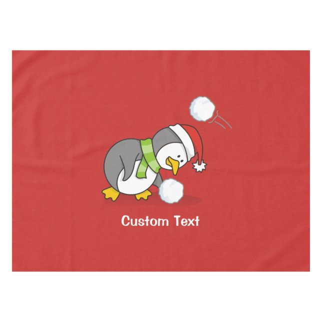 Nappe Pingouin de Noël avec boule de neige (Devant (Horizontal))