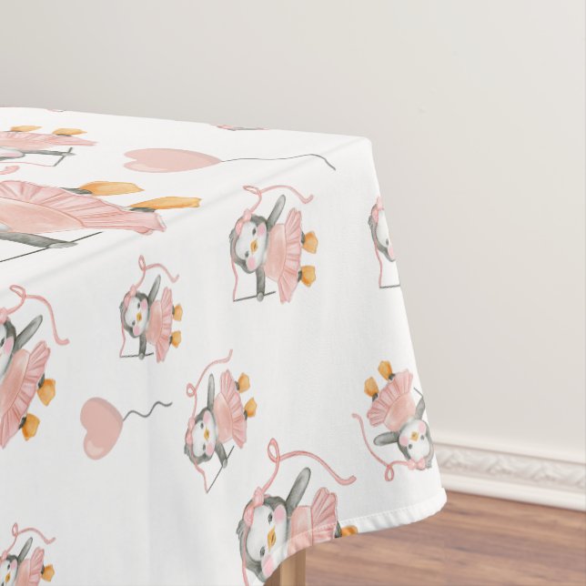 Nappe Pingouin mignon Ballerina rose (In Situ)
