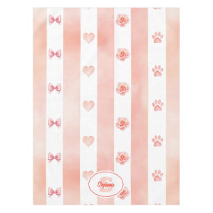 Nappe Pink and White Stripe - Coeurs, Rose, Empreinte de
