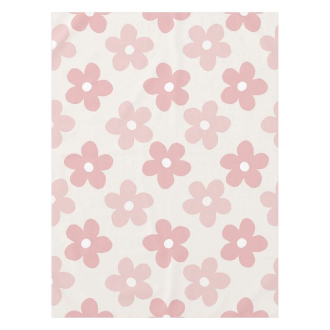 Nappe Pink Cream Daisy Flowers Retro Pattern (Devant)