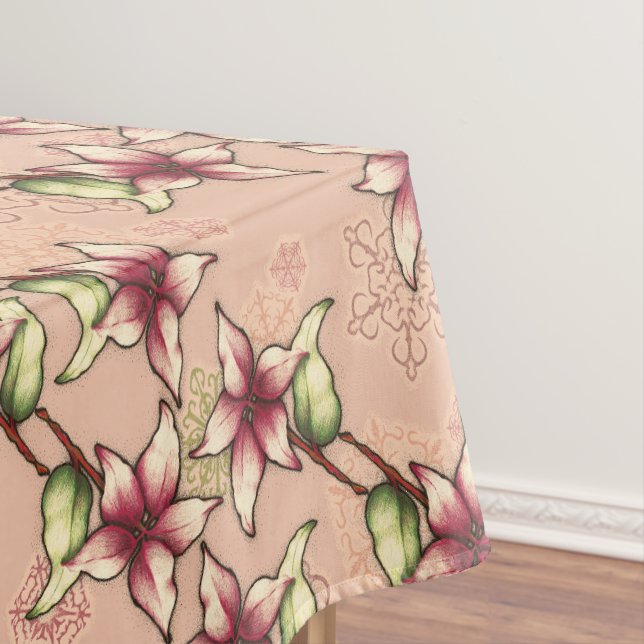 Nappe Pink Poinsettia Diagonal Stripe Noël (In Situ)