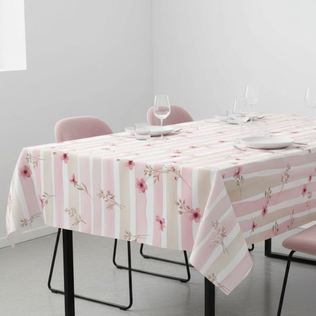 Nappe Pink Watercolor Floral Stripe Pattern (Créateur téléchargé)