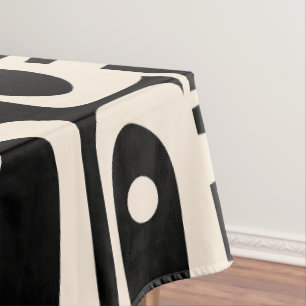 Nappe Piquet moderne du milieu du siècle Noir et Crème