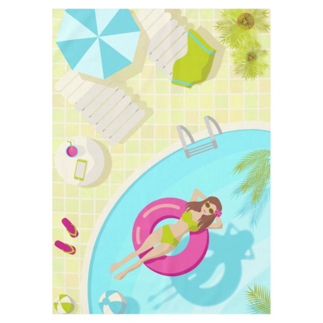 Nappe Piscine fille en bikini plage d'été (Devant)