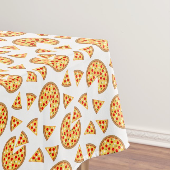 Nappe Pizza et tranches de cool motif sur blanc (In Situ)
