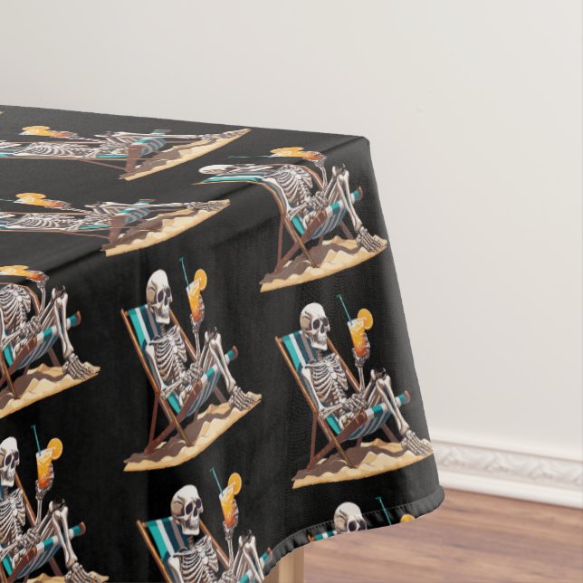 Nappe Plage Lounge Squelette Halloween (In Situ)