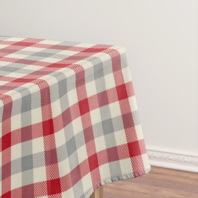 Nappe Plaid à la ferme rouge et grise (In Situ)
