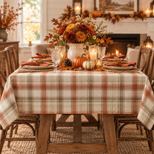 Nappe Plaid Classique Automne Rustique Crème Marron