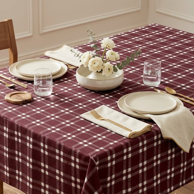 Nappe Plaid classique burgundy et blanc texturé  (Créateur téléchargé)