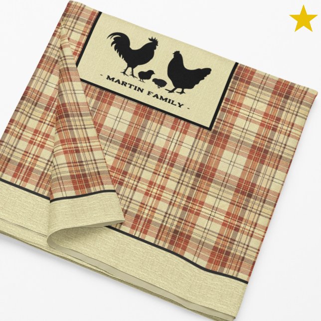 Nappe Plaid de ferme rouge avec nom de famille Poule  (Créateur téléchargé)