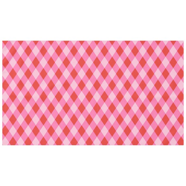 Nappe Plaid en diamant de Noël rétro - Rouge et Rose (Devant (Horizontal))