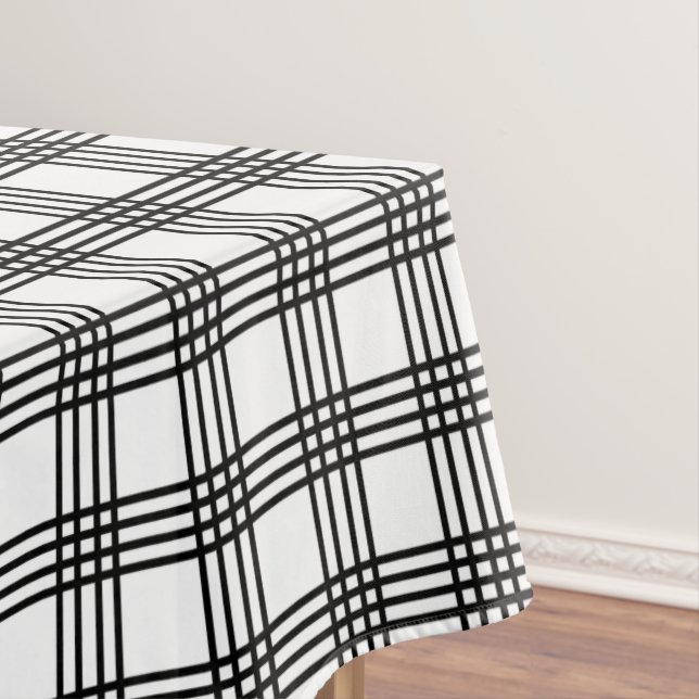 Nappe Plaid noir et blanc moderne de 4 rayures (In Situ)
