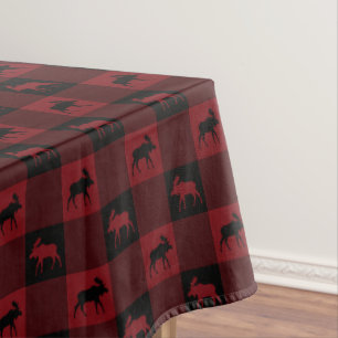 Nappe Plaid noir rouge d'orignaux