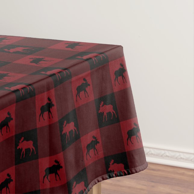 Nappe Plaid noir rouge d'orignaux (In Situ)