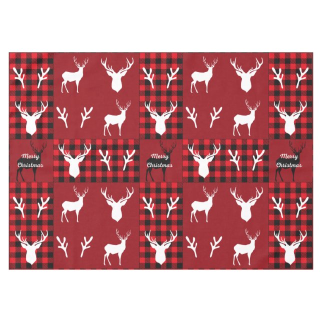 Nappe Plaid rustique tendance et rennes blancs rouge noi (Devant (Horizontal))