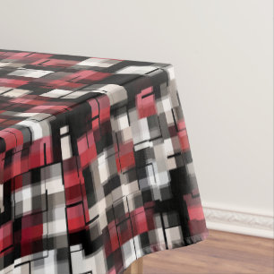 Nappe Plaid Trendy Maroon Red Black White Abstract