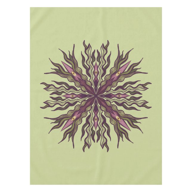 Nappe Plante à œil psychédélique - Mandala botanique sur (Devant)