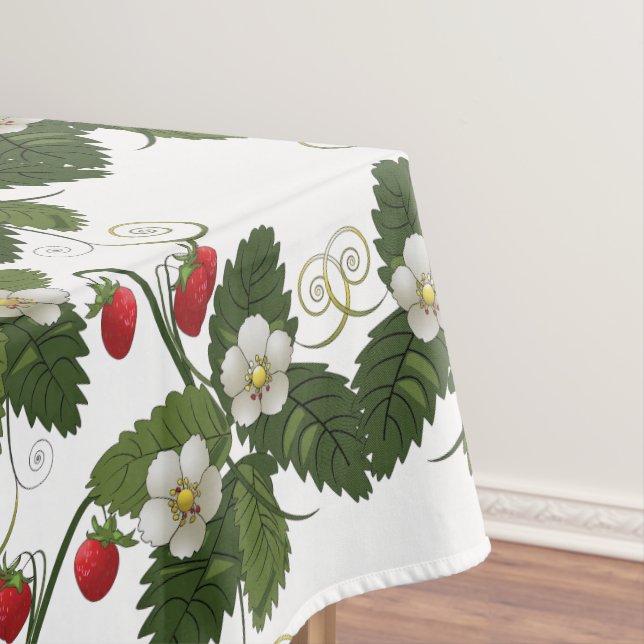 Nappe Plante de fraise rétro avec tourbillons dorés  (In Situ)