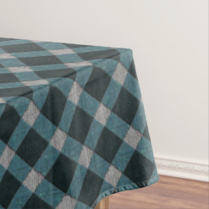 Nappe Plaque bleue croix carrée tartan et relief gris cl