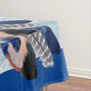 Nappe Plumes de couleur bleu-perroquet exotique