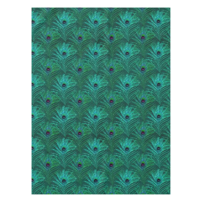 Nappe plumes de paon paillettes sarcelle (Devant)