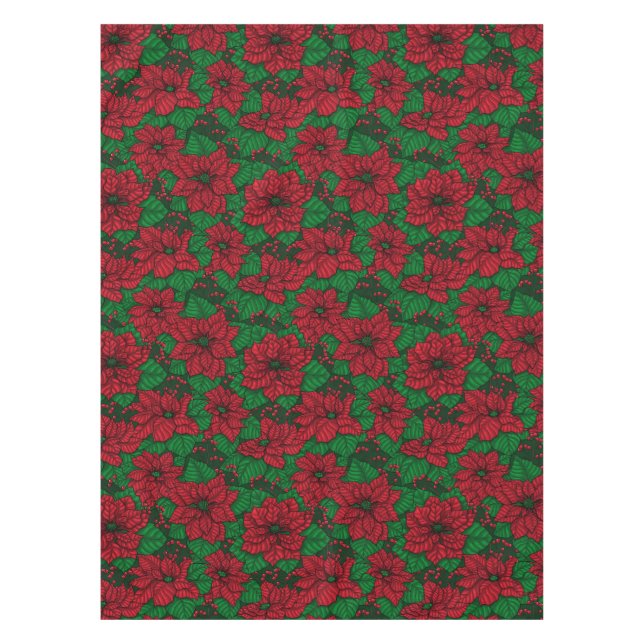 Nappe Poinsettia, motif de Noël (Devant)