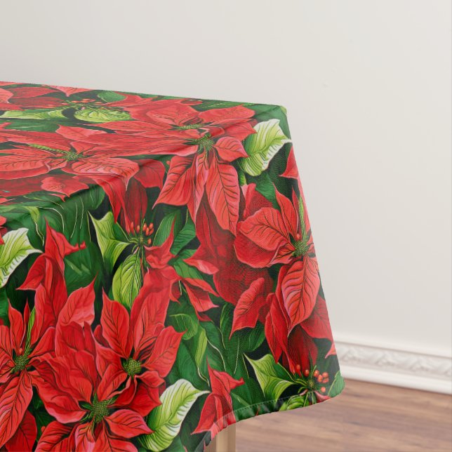 Nappe Poinsettias et feuilles de houx (In Situ)