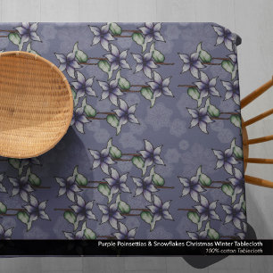 Nappe Poinsettias pourpres et flocons de neige Noël
