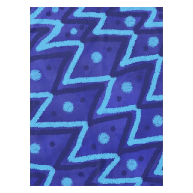Nappe Points Zig Zag Bleus Motif Funky  (Devant)