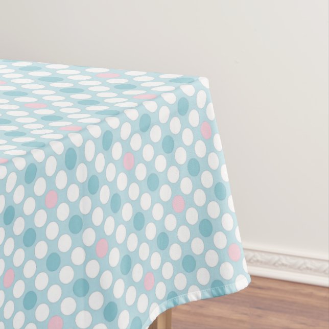 Nappe Pois blanc rose bleu rétro (In Situ)