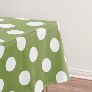 Nappe Pois blanc sur le vert olive