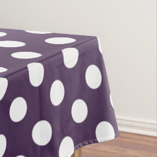 Nappe Pois blancs sur prune violette