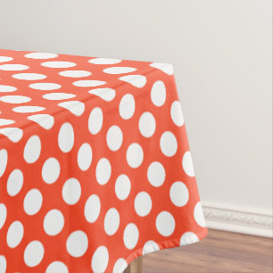Nappe pois de motif orange carrelé blanc