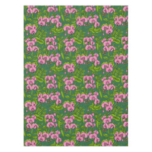Nappe Pois doux et bourdons, vert et rose
