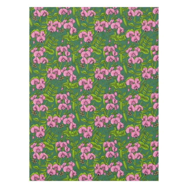 Nappe Pois doux et bourdons, vert et rose (Devant)