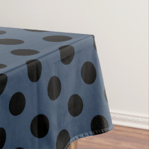 Nappe Pois noirs sur gris-bleu