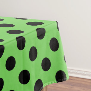 Nappe Pois noirs sur vert citron