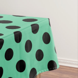 Nappe Pois noirs sur vert menthe