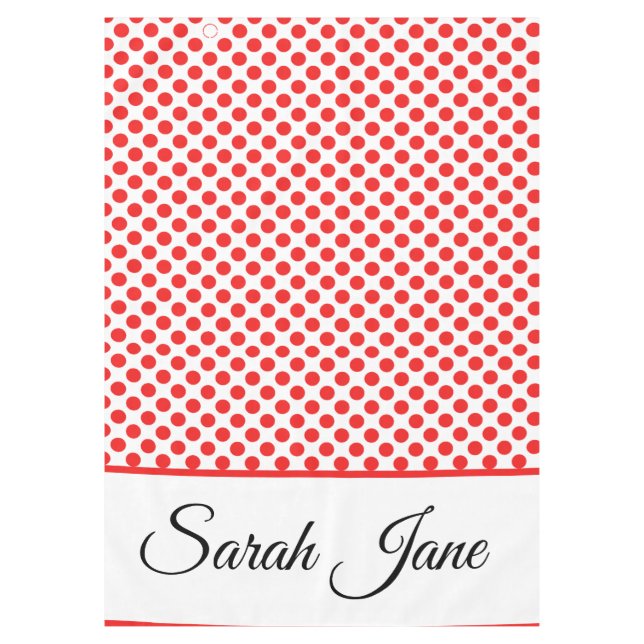 Nappe Pois rouge blanc classique | Nom personnalisé (Devant)