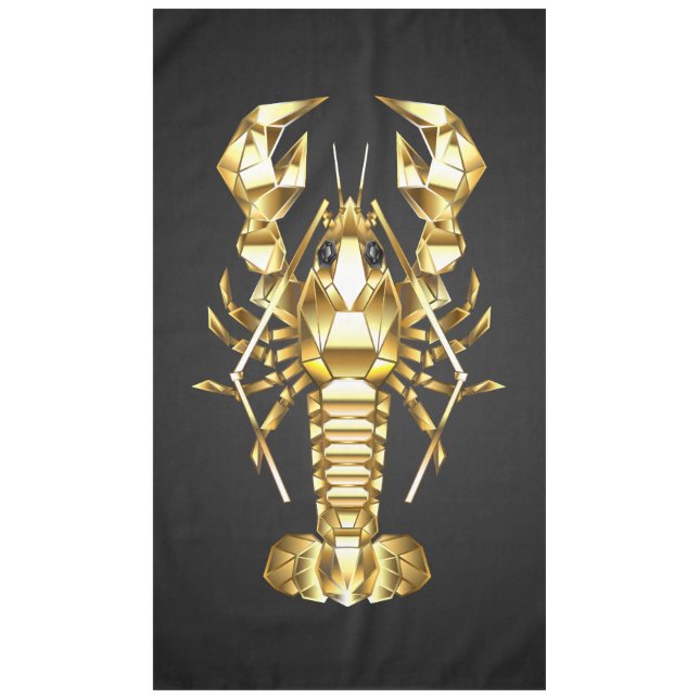 Nappe Poisson à langouste polygonale dorée sur noir (Devant)