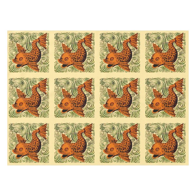Nappe Poisson Antique Carrelage Ancien art (Devant (Horizontal))