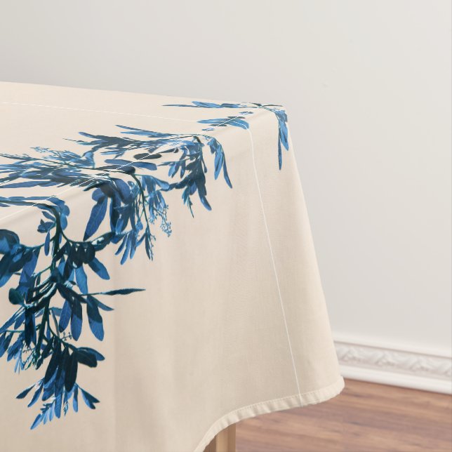 Nappe Poivron bleu stylisé Feuille beige pâle (In Situ)